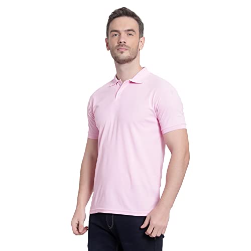 Image of Men's Poly Cotton-Matty Tshirt with Regular Fit Solid Pattern Half Sleeve Standard Length and Button Down Closure|Men's T-Shirts
