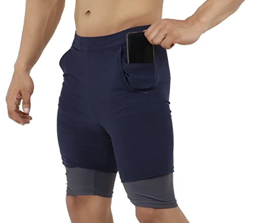 Image of NEVER LOSE Men's 2 in 1 Running Shorts with Liner,Dry Fit Workout Shorts with Pockets