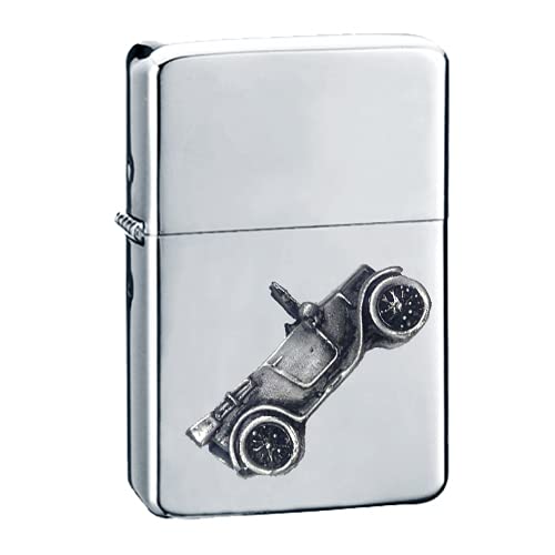 Briquet à essence Classic Car 7 Chummy effet étain sculpté sur clapet argenté