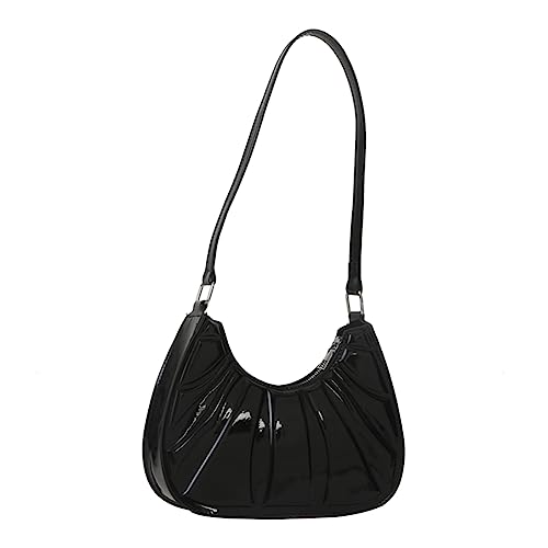 Simple Women Shoulder Bag Fashion Pleated Commute Bag PU Leather Casual Solid Color Designer Handbags