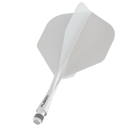 WINMAU Darts Fusion Integrated Flight & Shaft System - No.2 Shape & Design - White Colour, Medium Length, Medium (34mm) - Image 2