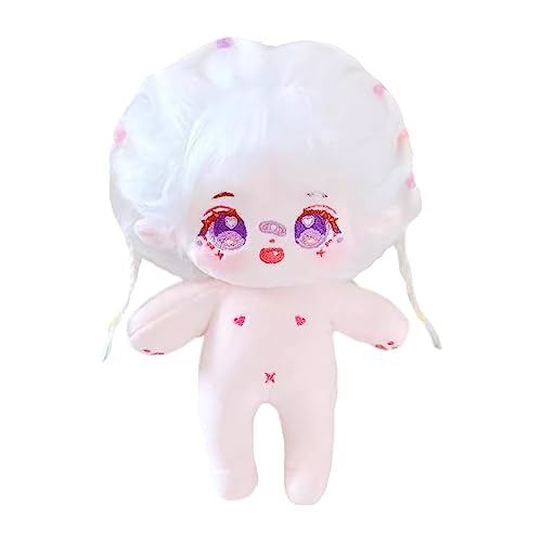 niannyyhouse Muñeca de Felpa de 20 cm, Pelo Blanco, Cuerpo de Peluche humanoide, sin atributo, Cuerpo Normal de 8 Pulgadas, Ropa de Vestir Regalos (10 con Esqueleto)