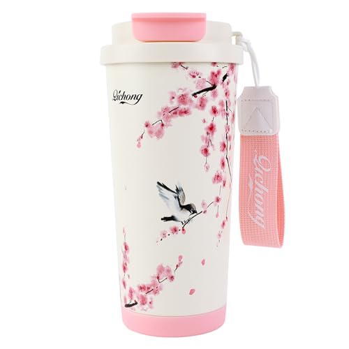 EACHPT Taza Termo Cafe para Llevar,Taza de Viaje de café con Aislamiento de 500ml,Acero inoxidable de doble pared,a Prueba de Fugas y sin BPA,Taza de viaje de taza de café Portátil con Pajita oculta