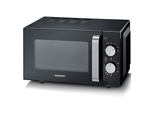 SEVERIN Magnetron met keramische bodem, magnetron voor ontdooien en verwarmen, magnetron met groot bruikbaar oppervlak voor hoekig servies, zwart/roestvrij staal, MW 7761 - Image 7