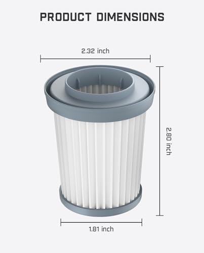 Fanttik HEPA Filters Fits for Fanttik V10 Mate and V10 Apex Car Vacuum, 2-Pack Replacement Filters with High Filterability, Washable and Reusable, Easy to Clean and Assemble