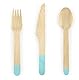 18-teilig Set Einwegbesteck Pastell-Grün pastelgrüne Einweggabeln Einwegmesser Einweglöffel nachhaltiges Einwegbesteck für Party Camping Hochzeit Geburtstag Besteck einweg aus Holz Mintgrün