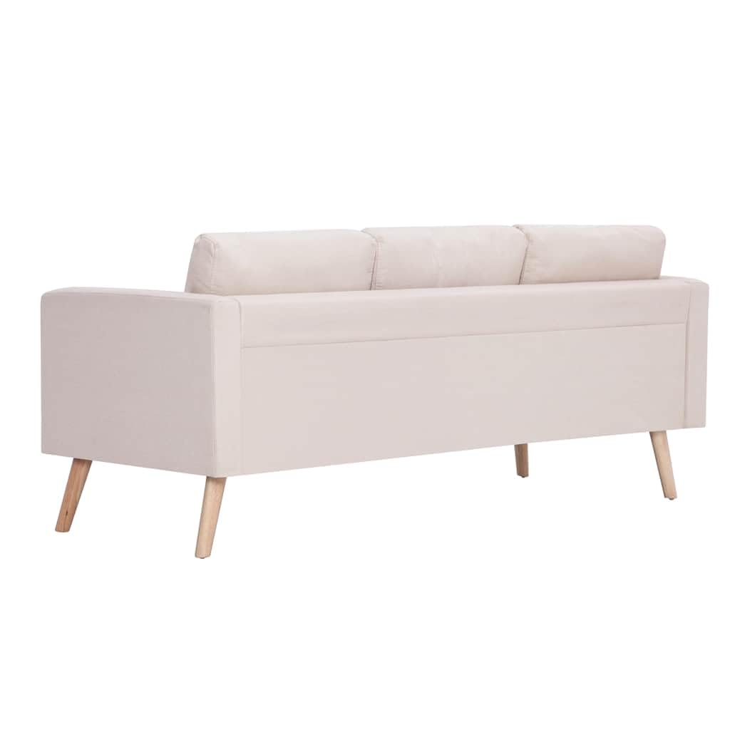 Hothingwell Divano 3 Posti Tessuto Crema | Fodera rimovibile lavabile, tessuto resistente all'usura, telaio in legno solido, 110 kg per sedile