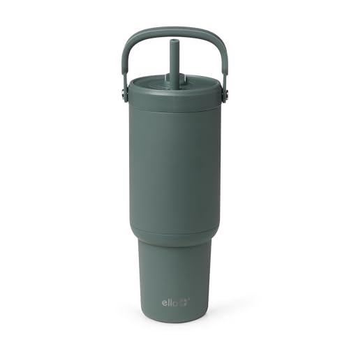 Image of Ello Oasis Go+ 32oz Tumbler with Top Handle and Retracting Straw | Reusable Insulated Stainless Steel Cup, 100% Leakproof Water Bottle, 24 Hours Cold, Cup Holder Friendly For Travel | Alligator
