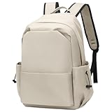 Aucuu Mochila Escolar, Mochila Unisex Impermeable para Ordenador Portatil 15.6 Pulgadas Mochila Portatil, Mochilas Tipo Casual para Adolescente Negocio Trabajo Diario Viaje Escolares, Blanquecino
