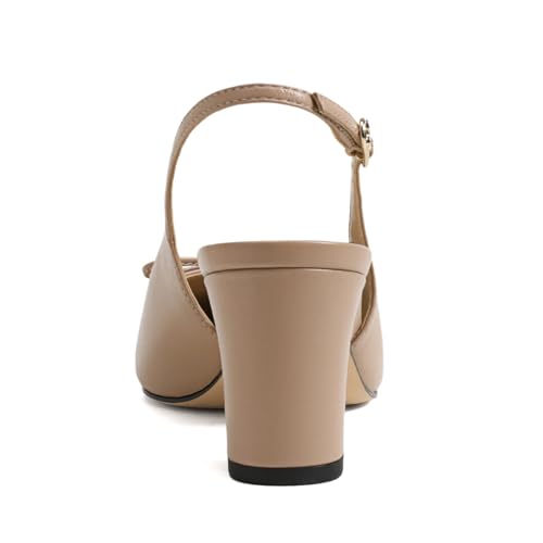 Women Cute Bows Chunky High Heel Slingback Pumps Pointed Toe Backstrap Buckle Shoes Party Prom Dating Size 4-16 US4