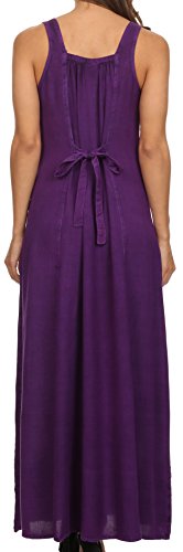 Image of Sakkas Stella Long Tank Top Adjustable Caftan Corset Dress with Embroidery