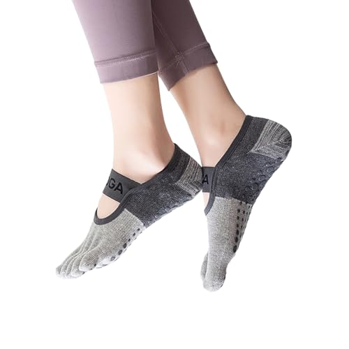svlftecon Women Yoga Pilates Socks with Grips Non Slip Full Toe for Summer Thin Series 4