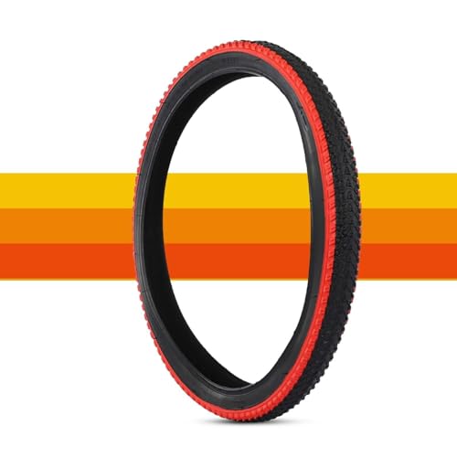 20x2.125 Neumático MTB con Costado Colorido Clincher, 20-2.125 Neumático Bicicleta Montaña Baja Resistencia a Rodadura, 20 2.125 Neumático Alto Agarre para Ruedas 20 Pulgadas(Red)