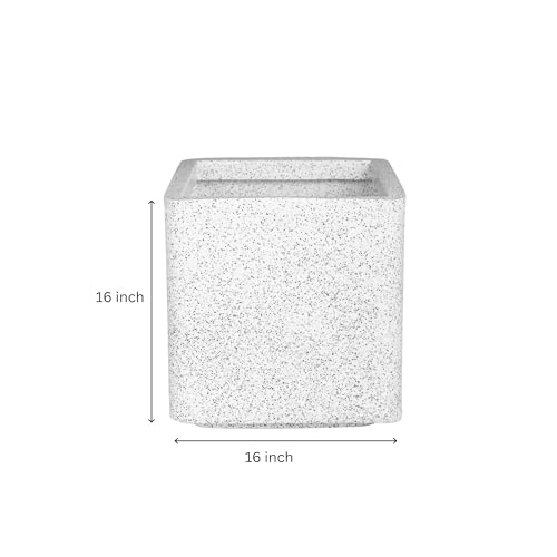 Image of ROTO Box Square Planter Pot Set | Premium LLDPE Outdoor Indoor Plant Pots | Modern Decorative Garden Planters for Home Balcony Office Patio (Dot White, 4 - (16X16X16 inch), Set of 1)