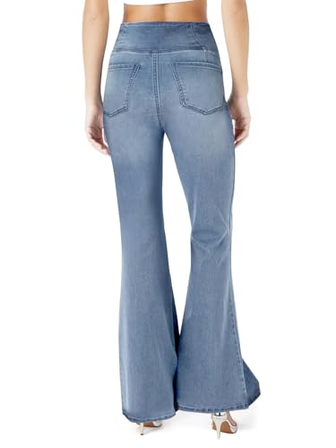 Women's High Waisted Bell Bottom Bootcut Jeans Flare Jeans Stretch Pants in Petite, Midsize, Plus Size3