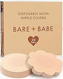 Bare Babe Disposable Satin Nipple Covers - 40 Pieces Waterproof Pasties 4 Shades - Sticky Breast Stickers for Strapless Dress (Honey, Regular (Fits A-H))