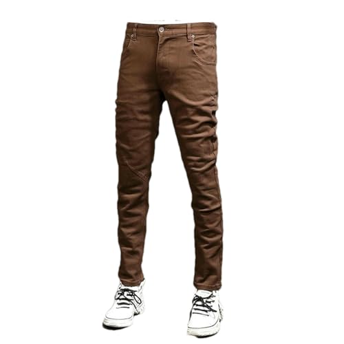 Mens Jeans Black Khaki Brown Stretch Slim Fit Vintage Trousers Men Korean Casual Denim Pants