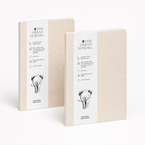 Image of Elephant Dung Paper Notebook A5 Pack of 2 | Unique Eco-Friendly Journal for Gifting & Creative Writing | Recycled Paper Pages | Softcover Notebook