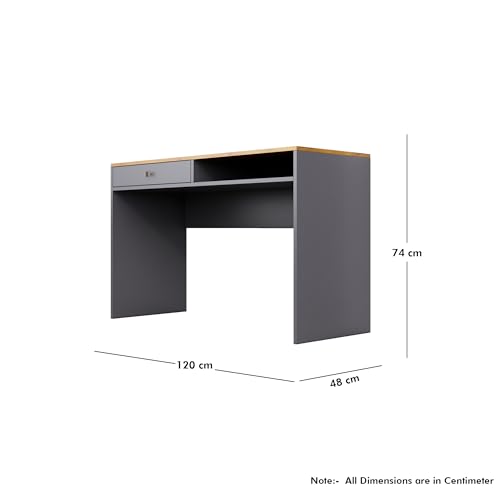 Image of Bniture Wooden Study Table for Home | Engineered Wood Study Table with Storage Shelf & Drawer | Multi Purpose Computer Desk for Writing & Study | Laptop Table for Study Room | Slate Grey & Giant Wood