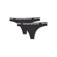 Emporio Armani Iconic Microfiber 2-Pack Thong Underwear, Nero, XS Women's
