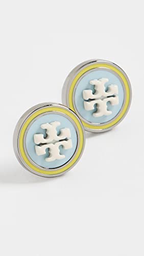 Tory Burch Women's Kira Enamel Circle-Stud Earrings, Shiny Hem/Starlight/New Ivory, Blue, One Size #TOP2