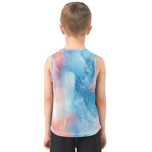 Boys Tank Top Shirts Pink Red Blue Marble Sleeveless T-Shirts Crew Neck for Kids Clothing Children3