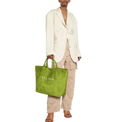 Suede Tote Bag for Women Large Soft Tote Bag for Work Travel Letter Print Hobo Bag Fashion Handbag miniatura 3