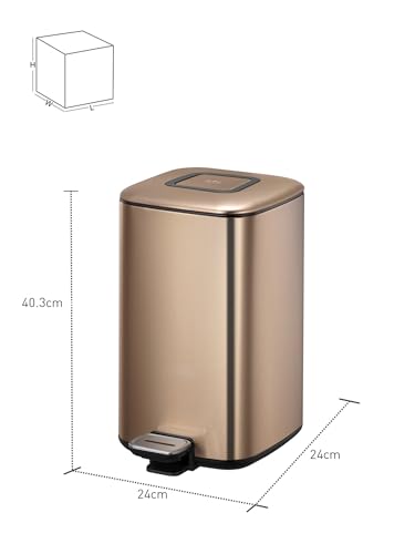 Image of Obsessions EKO 12 Litre Stainless Steel Pedal Dustbin - Soft-Close Lid with Liner & Deodorizer Compartment, Bronze Copper Finish for Kitchen, Bathroom