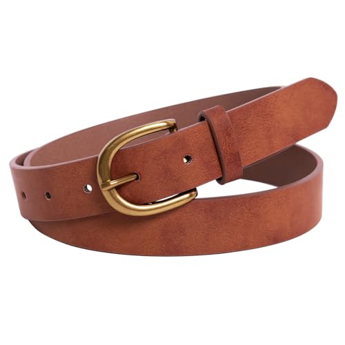 JIEDE Vintage Buckle Belts for Women Trendy Casual Adjustable Ladies Waist Belt for Dress Jeans(Semicircle Brown, XS-Fits Waist 27''-31'')