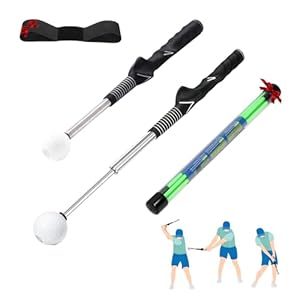 NomadSphere Retractable Golf Swing Trainer – Golf Swing Training Aid, Non-Slip Golf Grip Trainer, Strength & Tempo Training, Golf Alignment Sticks & Arm Band, Indoor Outdoor Golf Swing Practice