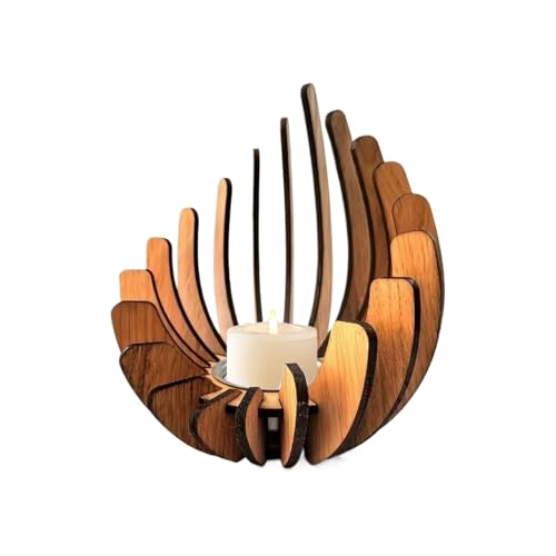 Candelos de Madera: Estilo rústico Refinado, Textura Pulida, Forma artística | Portador Creativo de Hornear para aromaterapia, Calentadores Calentadores, Fiestas, casa, Mesa, Vacaciones, Cena, salón,