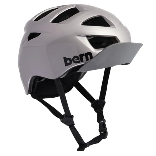 Bern Allston - Casco de bicicleta para adultos, perfil bajo, cómodo, ventilado, urbano, para viajes, certificado de seguridad para hombres y mujeres, gris metálico, mediano