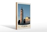 FEMER Holzschild Reise 20x30cm Vilnius Litauen Kirche Architektur