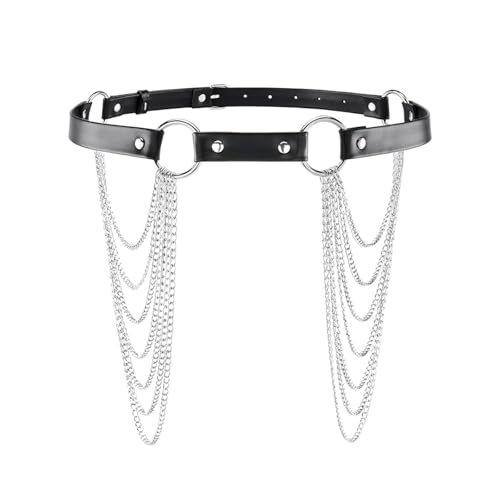 Waist Chain Belt Punk Black Leather Body Accessories Adjustable Body Jewelry Goth Belt for Women