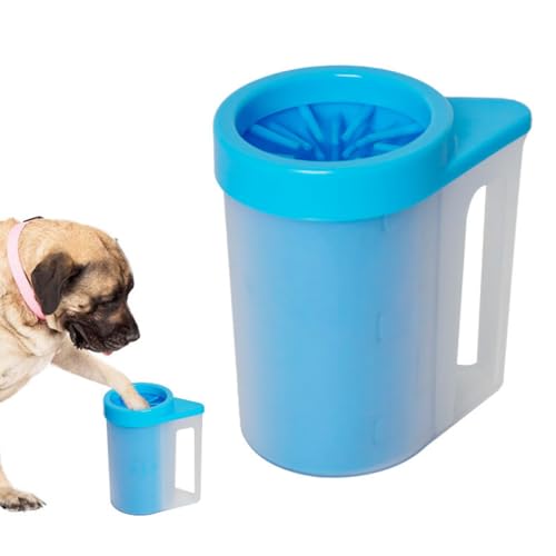 COMFPET pfotenreiniger für hunde mit silikonbürste, ragbarer Pfotenreiniger mit abnehmbarer Silikonbürste, großzügiges Fassungsvermögen, geeignet für Katzen und Hunde Paw Washer (M)