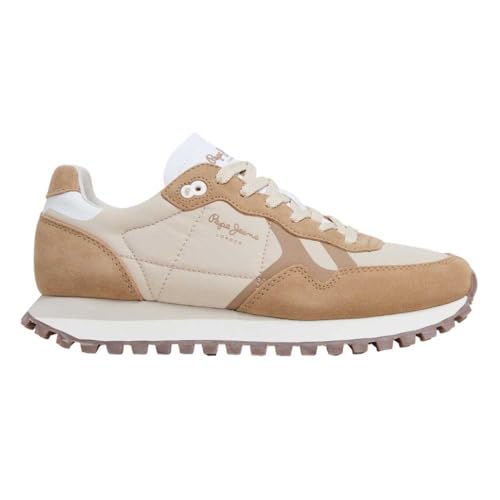 Stile retrò Pepe Jeans Sneakers in Pelle Beige Brit-On Prints