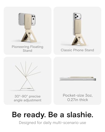 Image of MOFT Phone Tripod Stand Selfie Stick for iPhone, Multi-Angles iPhone Stand, Lightweight & Portable Phone Holder, Strong Magnets, MOVAS Vegan Leather, Earthen Beige (Without Card Slot)