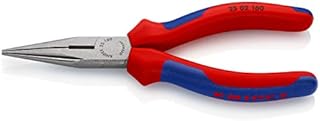KNIPEX 25 02 160 Flachrundzange mit Schneide (Radiozange) schwarz atramentiert mit Mehrkomponenten-Hüllen 160 mm