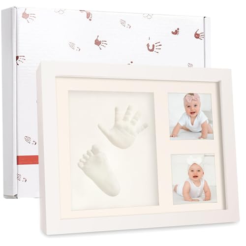 Baby Handprint Footprint Kit Hand & Foot Keepsake Frame for Newborn Babies New Parents Gift Memory Art Picture Frame for Boys & Girls Nursery Decor Baby Registry