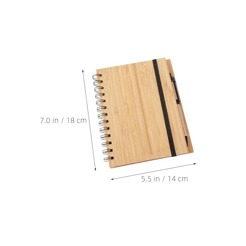 Cahier à spirale ligné couverture bambou 70 pages et ensemble stylo