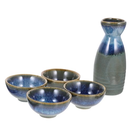Mikinona 1Set Japanese Style Sake Pot and Cup Sake Bottle Sake Cups Smooth Home Gatherings Unique Design for Sake Lovers