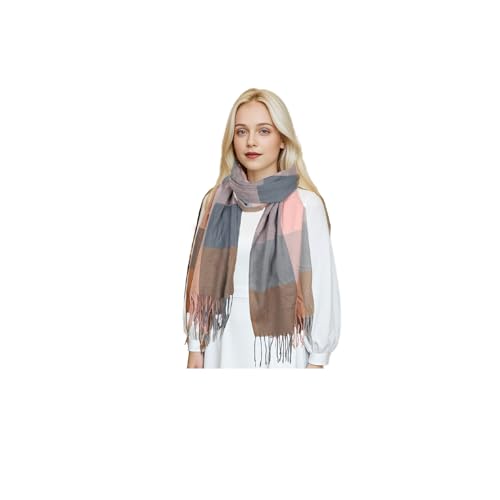 Sumato Scarf for Women Fall Winter Lightweight Shawl Wraps Long Blanket Scarves Warm Soft Cashmere Feel Plaid Pattern Tassel