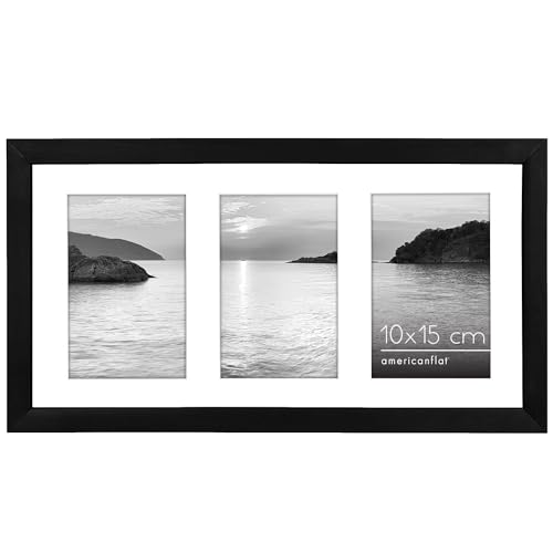 Americanflat Bilderrahmen Collage 10x15 cm Schwarz - Bilderrahmen 20x36 cm...