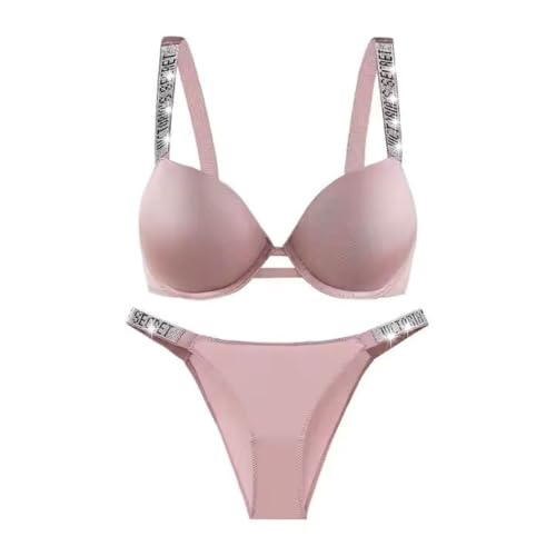 Image of Women Girl's Plain Cotton Padded Push-up Wireless Underwired Sports Non Padded Regular V Secret Everyday Wear Stylish Wired Non-Wired Full Coverage T-Shirt Solid Bra Underwear Lingerie Set