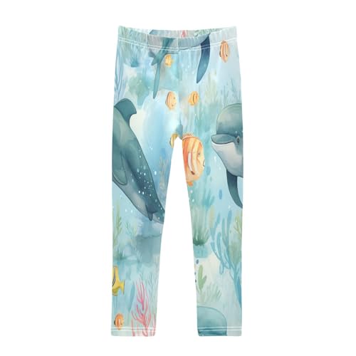 Toddler Girls Leggings Printed Yoga Pants Leggings Orange Fish Blue Dolphin for Kids