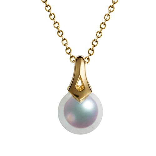 Collier or jaune 18 carats femmes perles blanches breloques 18 pouces cadeau idéal anniversaire