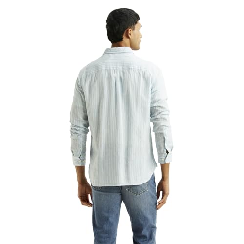 Image of Levi's Men's Striped Light-Blue Slim Fit Shirt