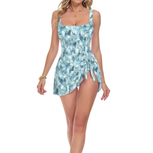 Robe de bain amincissante au design géométrique bleu d'exception - 5