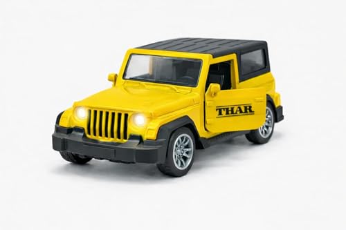 Image of Brand Conquer Defender 1:36 Diecast Model | Openable Doors, Bonnet & Boot for Kids and Collectors | Alloy Metal Car Toy | Perfect for Play & Display (Thar Yellow)