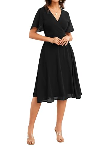 Women's Summer Elegant Chiffon Wrap V Neck Aline Dress